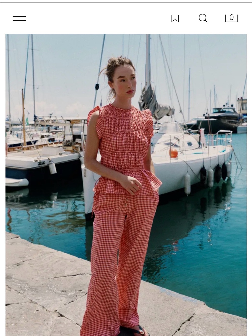 Zara Red Gingham Wide-Leg Jumpsuit